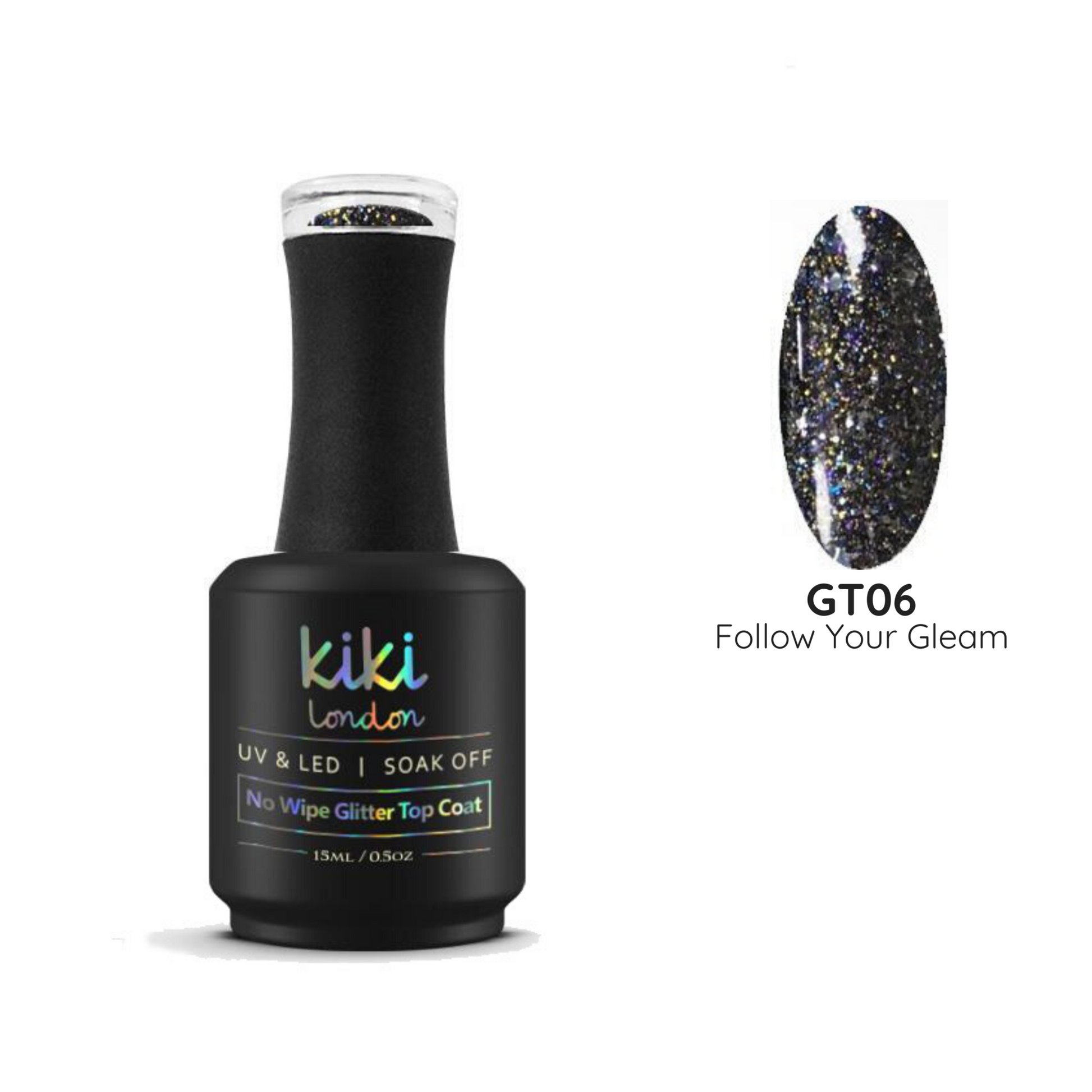 Follow Your Gleam No Wipe Glitter Top Coat 15ml - Kiki London Benelux
