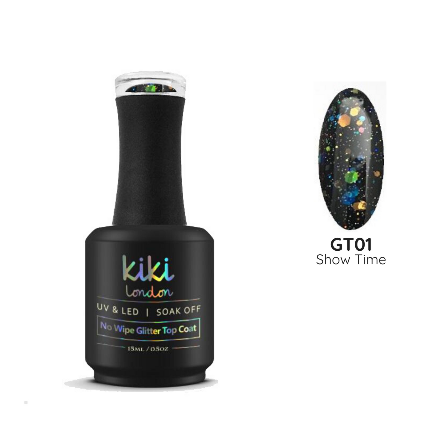 Showtime No Wipe Glitter Top Coat 15ml - Kiki London Benelux